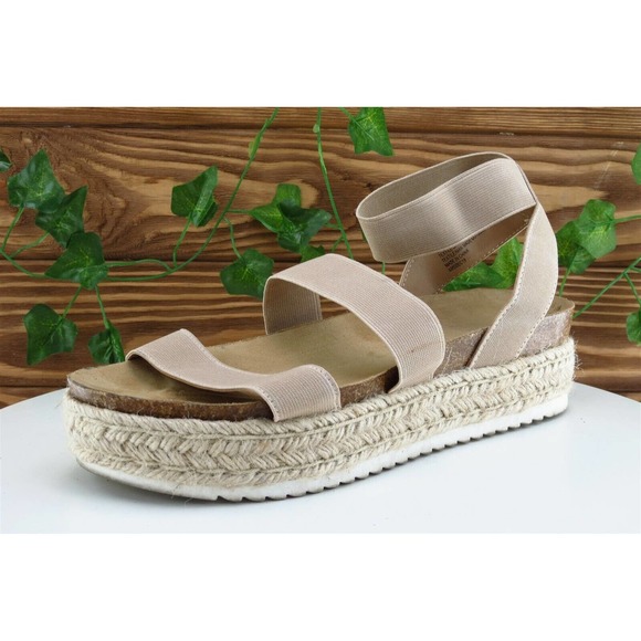 Easy‎ Spirit Sz 9.5 M Beige Ankle Strap Fabric Women Sandals - Picture 1 of 7